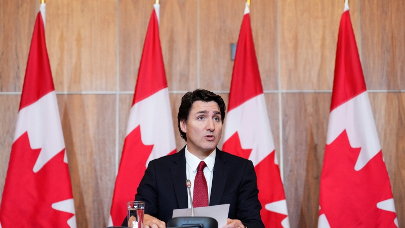 Prime Minister Justin Trudeau speaks at a press conference, in Ottawa, Monday, June 5, 2023. THE CANADIAN PRESS/Sean Kilpatrick