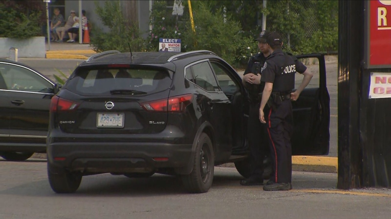 Police are shown at the scene of a shooting investigation in Scarborough on Monday afternoon. 