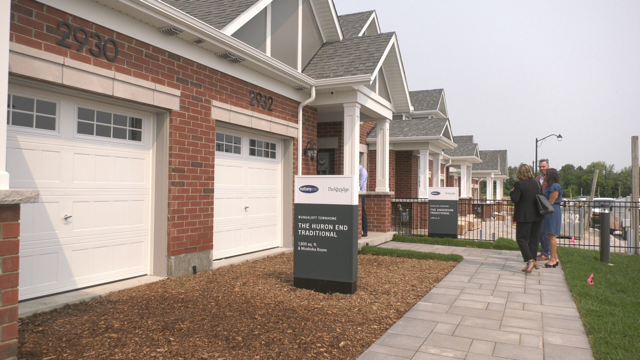 A photo of the model townhomes at the Lakehaven development in Innisfil on Mon., June 5 (Christian D'Avino/CTV News). 