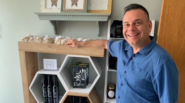 Theo Rallis, owner of Rallis Olive Oil Canada, in Windsor, Ont. on Monday, June 5, 2023. (Chris Campbell/CTV News Windsor)