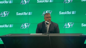 Riders' GM, Jeremy O'Day, spoke to media on Monday to discuss the team ahead of the regular season. (Brit Dort / CTV News) 