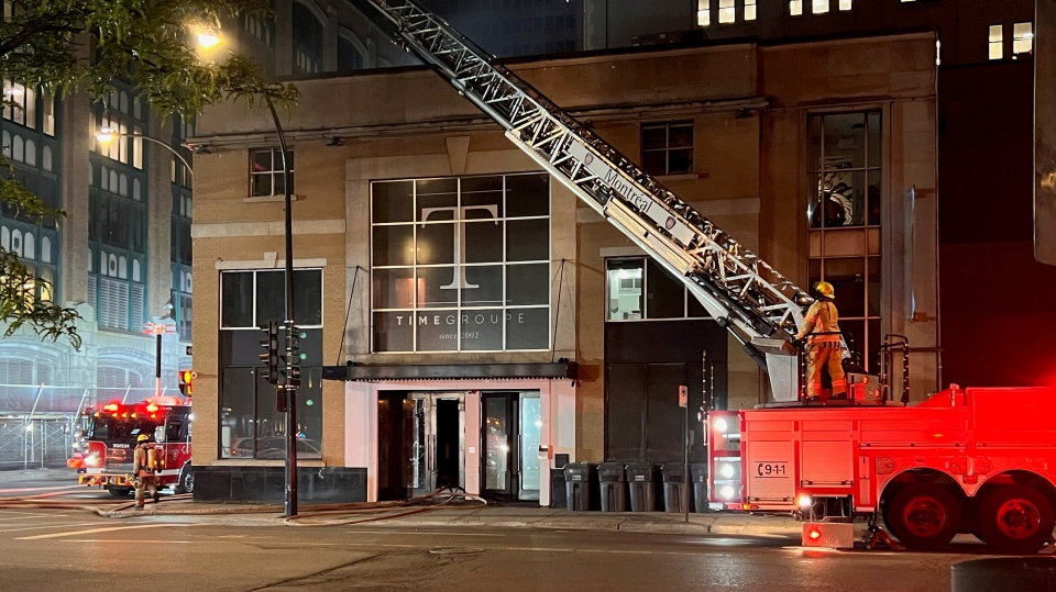 Firefighters on the scene of downtown fire