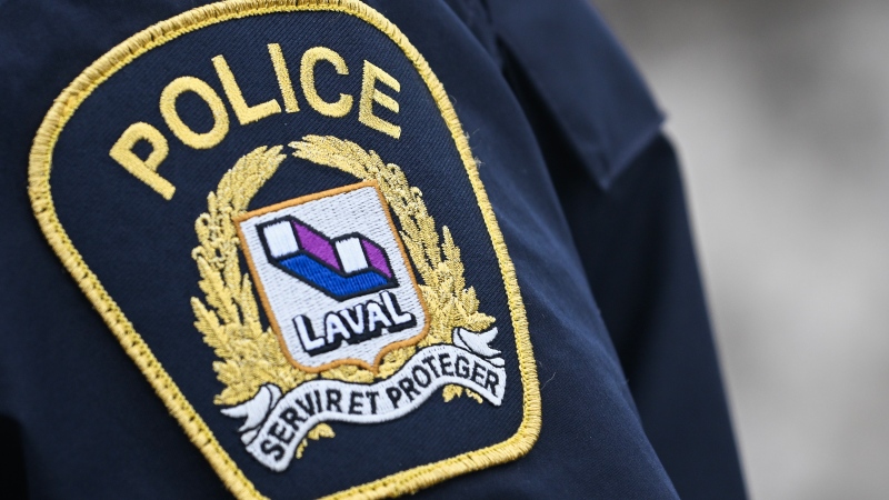 A Laval police badge is shown in Laval, Que, Thursday, February 9, 2023. THE CANADIAN PRESS/Graham Hughes