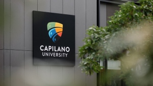 The exterior of Capilano University is pictured in a photo posted online in tandem with a job action announcement. (Twitter/ Capilano University)