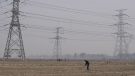 A farmer tills his land under power lines near central China's Henan province on Oct. 23, 2021. Up to 2.3 billion people around the world are still using polluting fuels to cook and 675 million don't have electricity, according to a report released Tuesday, June 6, 2023 by five international organizations. (AP Photo/Ng Han Guan, File)