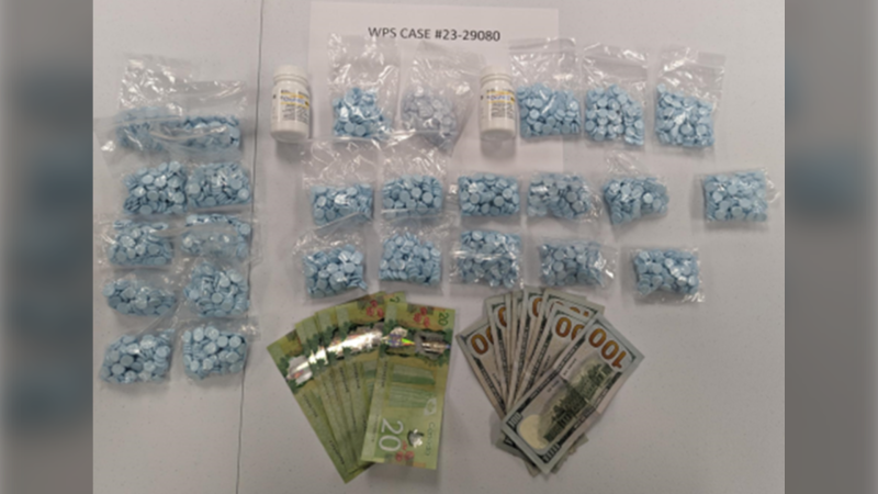 Police seized 2,463 suspected counterfeit fentanyl tablets, 120 Oxycodone tablets, 14 grams of hashish, and 1.6 grams of cocaine during a search in the 1500 block of Hallmark Avenue in Windsor, Ont. (Source: Windsor Police Service)