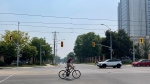 Haze from wildfires burning in northern Ontario and Quebec can be seen in Kitchener on June 6, 2023. (Alison Sandstrom/CTV News)