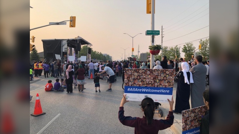 Hundreds of Londoners gather for the Our London Family Vigil in London, Ont. on June 6, 2023. (Nick Paparella/CTV News London)