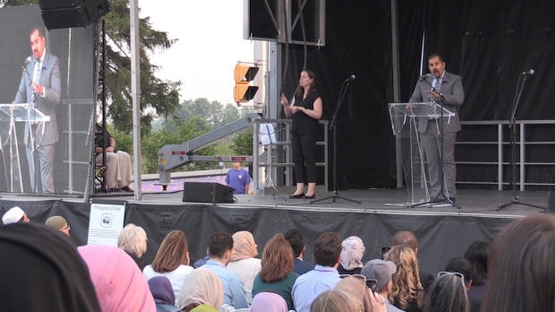Nawaz Tahir speaking at the Afzaal Family Vigil on June 6, 2023. (Daryl Newcombe/CTV News London)