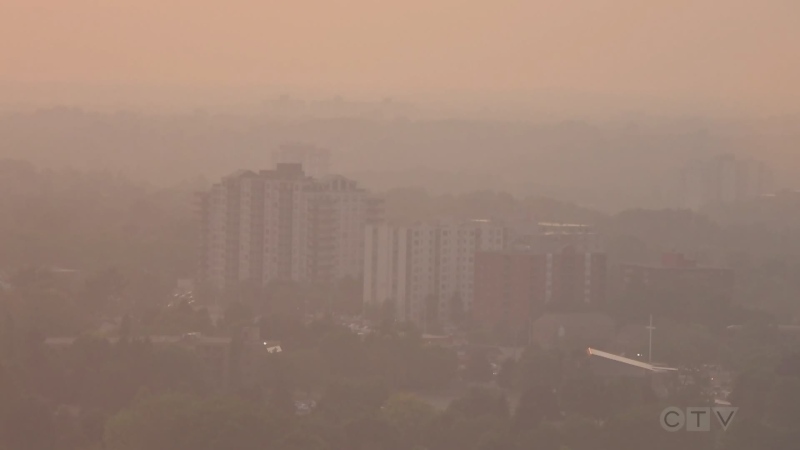 A smoky haze blankets London, Ont. on June 6, 2023 while wildfires burn in Northern Ontario and the Maritimes. (CTV News file image)