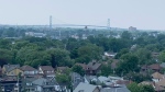 Skyline looking towards the Ambassador Bridge in Windsor, Ont., on Wednesday, June 7, 2023. (Chris Campbell/CTV News Windsor)