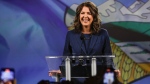 Danielle Smith makes her victory speech in Calgary on Monday May 29, 2023. THE CANADIAN PRESS/Jeff McIntosh
