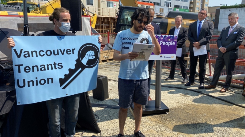 Rental housing advocates interrupted an announcement by B.C.'s housing minister in Vancouver Wednesday morning to object to the provincial government's response to the affordability crisis. (CTV)