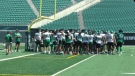 The Saskatchewan Roughriders marked their first practice following a wave of cuts after the teams final pre-season game of 2023. (Brit Dort/CTV News)