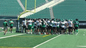 The Saskatchewan Roughriders marked their first practice following a wave of cuts after the teams final pre-season game of 2023. (Brit Dort/CTV News)