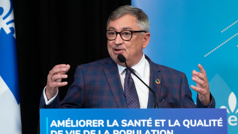 Deputy Health Minister Horacio Arruda speaks during a news conference on health prevention, Thursday, June 9, 2022 in Quebec City. THE CANADIAN PRESS/Jacques Boissinot