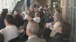 Windsorites gather for a town hall meeting on the downtown. June 7, 2023. (Travis Fortnum/CTV News London)