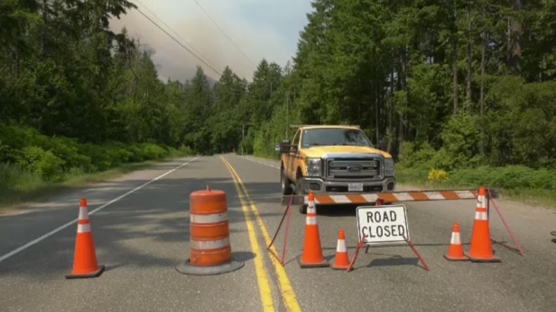 A wildfire is causing rolling debris and other hazards to spill onto Hwy 4, cutting off access to the island's west coast communities. (CTV News)