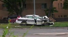 The crash near Main Street and Belmont Avenue on June 7 sent two officers to hospital.