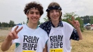 Nottawasaga Pines Secondary School Grade 11 students Noah (L) and Cole (R) participate in Relay for Life in Angus, Ont., on Thurs., June 8, 2023. (CTV News/KC Colby)