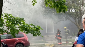 Firefighters respond to a house on Laurel Street in Waterloo on June 8, 2023. (Paul Henderson/Submitted)