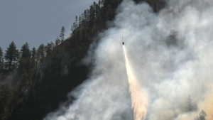 Aircraft attack an out-of-control wildfire near Port Alberni, B.C., on Thursday, June 8, 2023. (CTV News) 