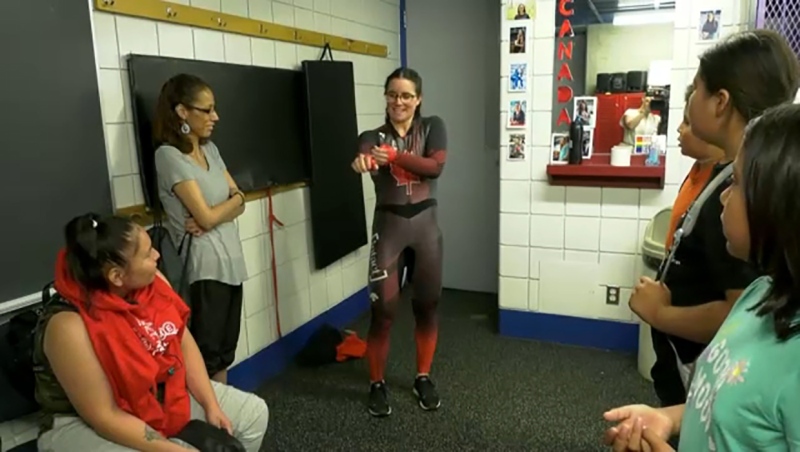 A group of students got a private tour with a Team Canada speed skater Thursday. Stephanie Thomas reports.