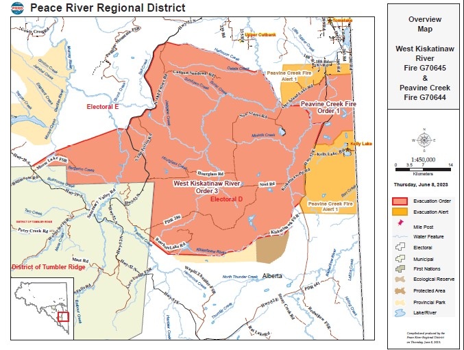Map of Evacuation Order and Alert for Peavine Wildfire