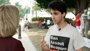 Gun violence prevention activist Samuel Schwartz speaks to CTV News on Capitol Hill in Washington, D.C.