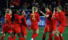 The Canadian women have dropped one place to No. 7 in the latest FIFA world rankings, overtaken by Spain in the leadup to next month's Women's World Cup. Canada's Christine Sinclair points to teammates after scoring a goal in Langford, B.C., Monday, April 11, 2022. THE CANADIAN PRESS/Chad Hipolito