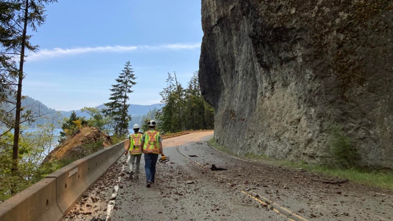 Highway 4 on Vancouver Island remained closed Friday near Port Alberni due to the Cameron Bluffs wildfire. (B.C. Ministry of Transportation and Infrastructure