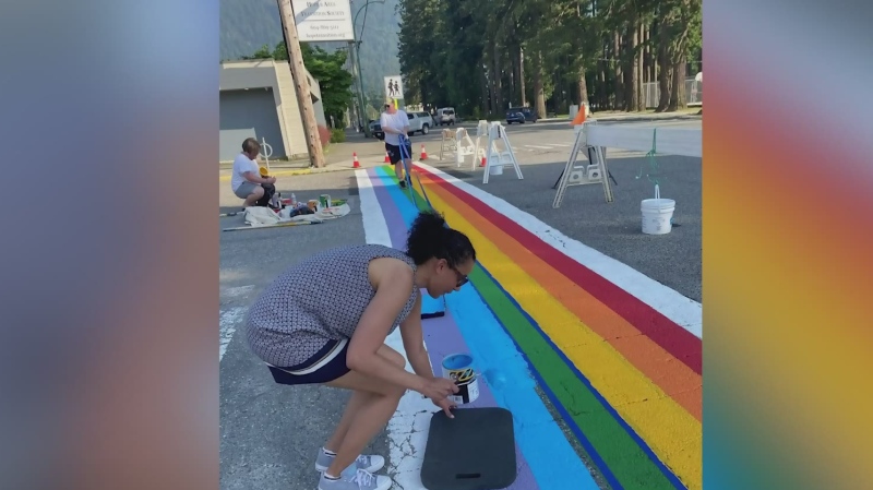 Pride crosswalk vandalized in Hope