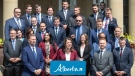 Alberta Premier Danielle Smith holds a press conference with her new cabinet ministers in Edmonton, Friday, June 9, 2023. THE CANADIAN PRESS/Jason Franson.
