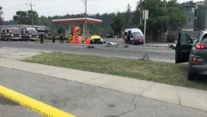 Emergency crews respond to a fatal crash in Parkdale on Friday, June 9, 2023. 