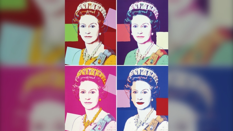 Queen Elizabeth II of the United Kingdom, from Reigning Queens, 1985 (F&S II.334-337), by Andy Warhol (source: Cowley Abbott Art Auctioneers)