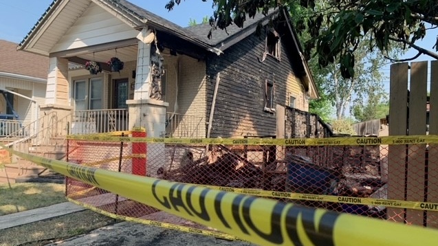 Fire crews responded to an overnight house fire in the 400 block of Church Street in Windsor, Ont. on Saturday, June 10, 2023. (Chris Campbell/CTV News Windsor)