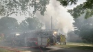 Firefighters responded to the blaze in the 1500 Block of Tourangeau Road in Windsor, Ont. on Saturday, June 10, 2023. (Sijia Liu/CTV News Windsor)