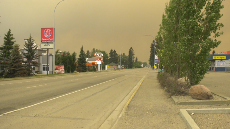 The town of Edson on June 9, 2023 after an evacuation order was issued because of a wildfire burning nearby. (Sean McClune/CTV News Edmonton)