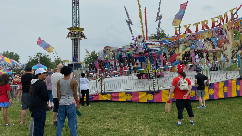 People take in Canada Day festivities at Clarke Fields Park in Barrhaven. July 1, 2023, (Natalie van Rooy/CTV News Ottawa)
