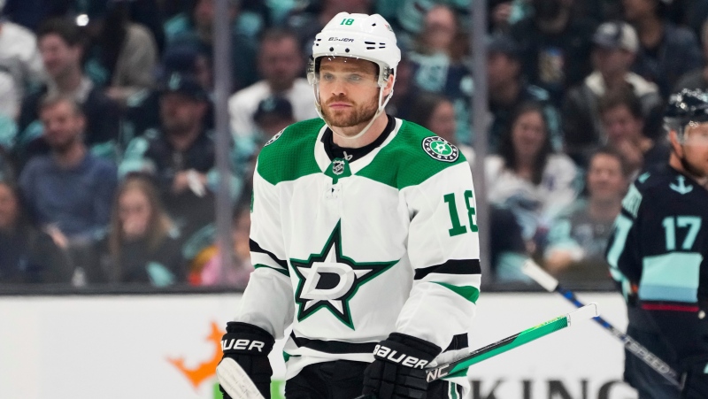 Dallas Stars center Max Domi (18) looks on against the Seattle Kraken during the third period of Game 4 of an NHL hockey Stanley Cup second-round playoff series Tuesday, May 9, 2023, in Seattle. The Stars won 6-3. (AP Photo/Lindsey Wasson)