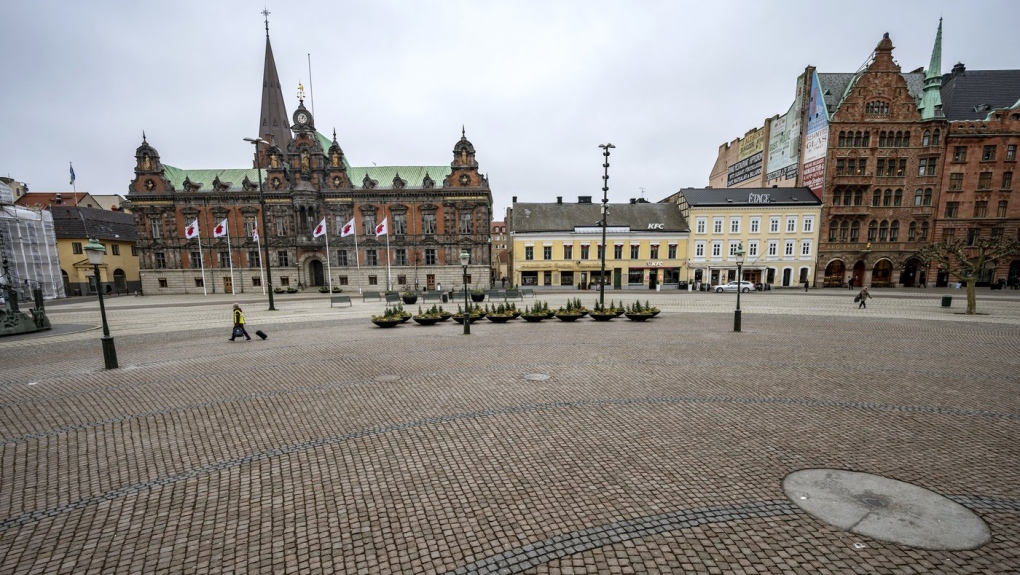 A view of the Stortorget square in Malmo, Sweden