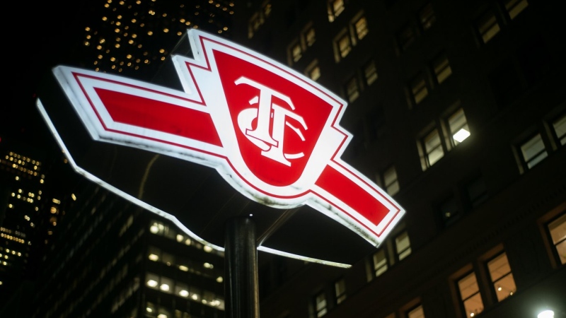A Toronto Transit Commission sign is shown at a downtown Toronto subway stop, Tuesday, Jan. 24, 2023. THE CANADIAN PRESS/Graeme Roy

