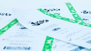 This photo from the BC Lottery Corporation shows Lotto Max tickets. 