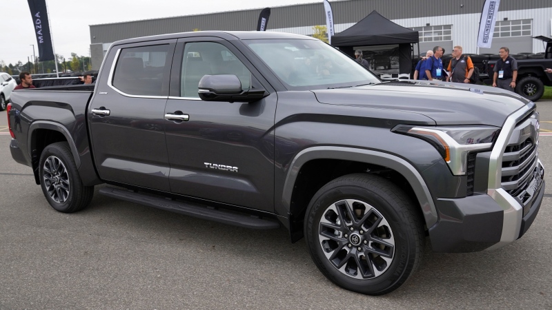 A 2022 Toyota Tundra is shown at Motor Bella in Pontiac, Mich., Tuesday, Sept. 21, 2021. (AP Photo/Paul Sancya)