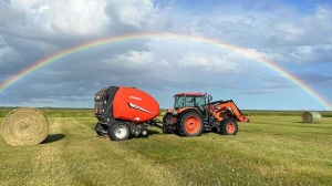 Making hay at Narcisse Manitoba. Photo by Cynthia Wirgau.