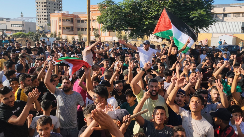 Palestinian demonstrators in Gaza