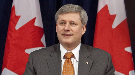 Prime Minister Stephen Harper is seen during a meeting with members of the North American Competitiveness Council and members of the Canadian council of Chief Executives in his Langevin office in Ottawa on Tuesday, Feb. 9, 2010. (THE CANADIAN PRESS/Pawel Dwulit)