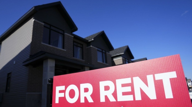 A for rent sign is displayed on a house in Ottawa on Friday, Oct. 14, 2022.  THE CANADIAN PRESS/Sean Kilpatrick