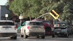 The scene of the crash on Sunday evening at Wall Street and St. Matthews Avenue.