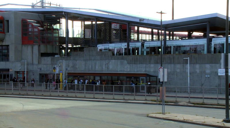 A train car pulls into Blair Station on O-Train Line 1 in this undated image. (CTV News Ottawa)